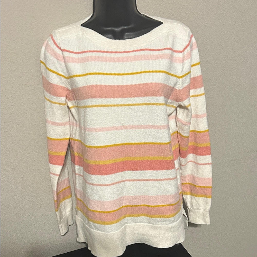 LOFT Women's Striped Sweater - White, Pink, Yellow